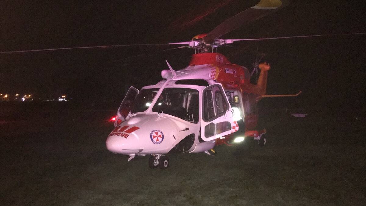 Westpac Rescue Helicopter transports one of the occupants to John Hunter Hospital.