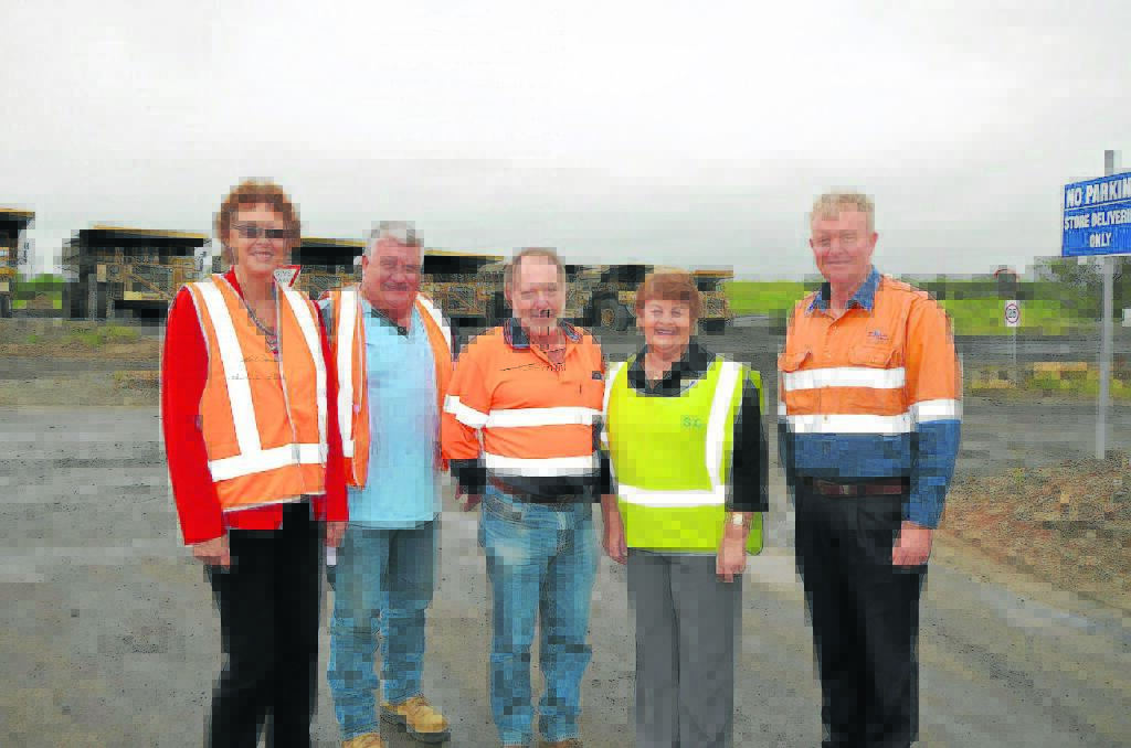 WAITING: Photo taken April 2014 when Bloomfield first proposed their continuation plans.  Gill Eason and Fitzpatrick with Rix’s Creek, senior environmental officer John Hindmarsh, Singleton councillor Val Scott and Garry Bailey.