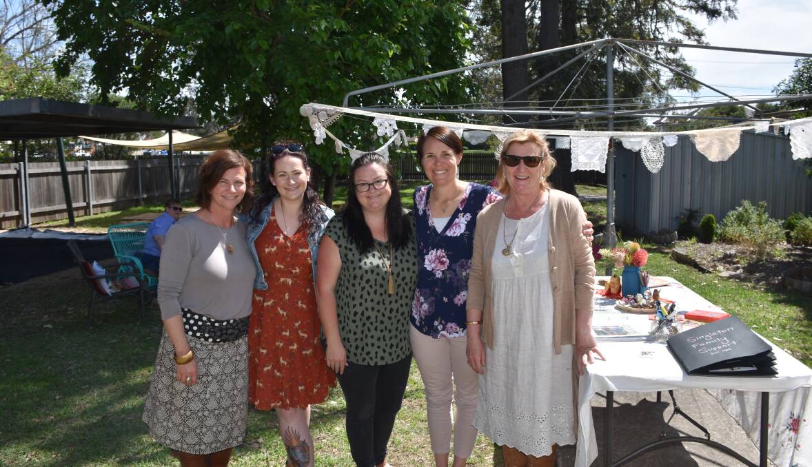 CELEBRATION: Singleton Family Support's Lisa Brock, Lindsay Smith, Lindsay Ross, Diana Deaves and Maree Goodworth at the organisation's 30th birthday gathering.