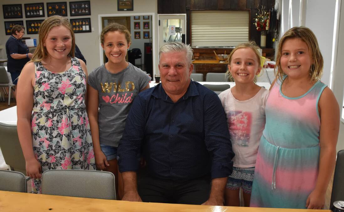 GET TOGETHER: Sophie Kelley, Layla Korff, Murray 'Muz' Hartin, Meryn Korff and Abbey Kelley at the Farm Family Gathering at the rugby club.