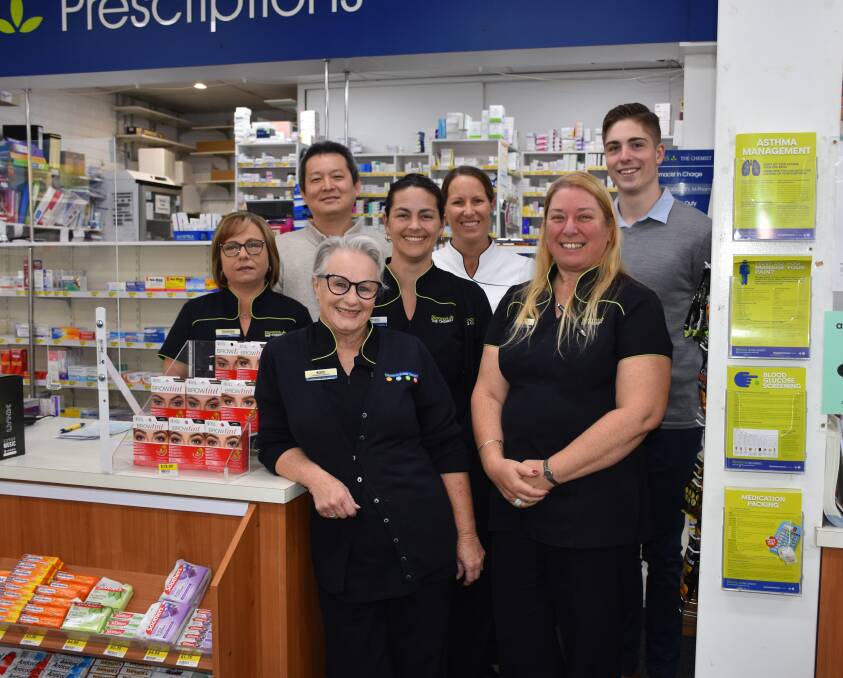 Barb Hayward (front left) is now enjoying her retirement having finished work at Blooms the Chemist at Singleton Heights on Friday. The staff and customers wish her all the best and plenty of blooms in her garden.
