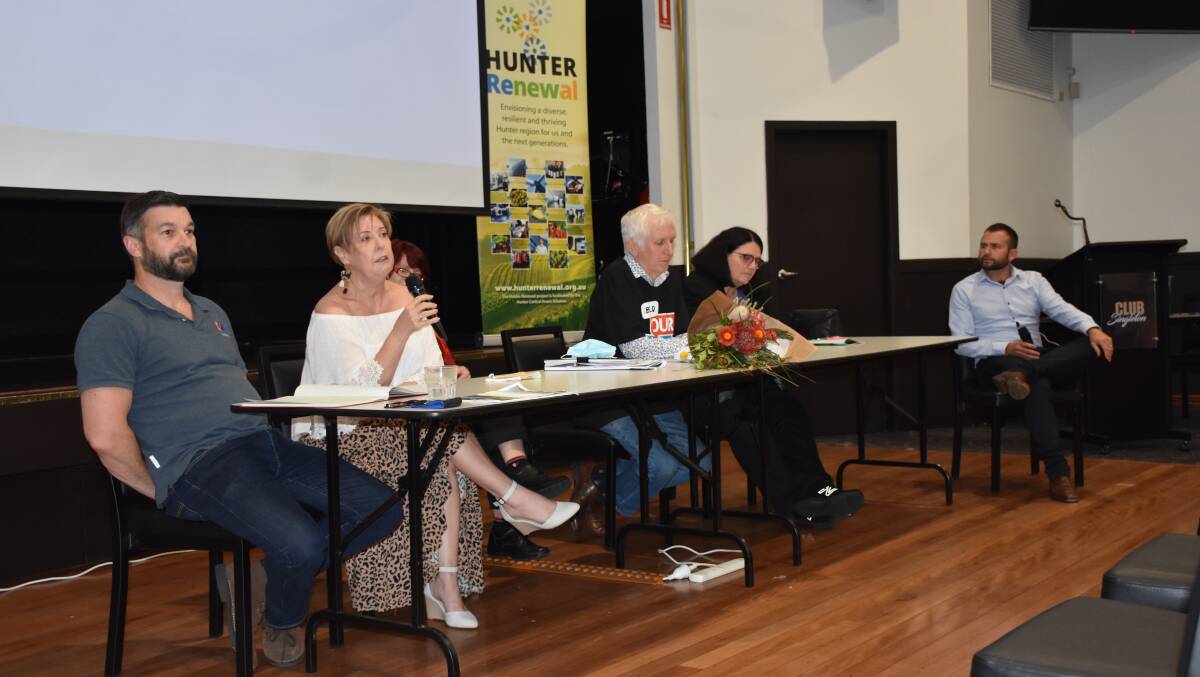 Panel discussion that includes Steve Murphy, national secretary, AMWU and Sue Gilroy, president, Singleton Business Chamber.