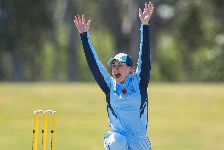 CELEBRATION: Singleton's Maisy Gibson Player of the Match for the NSW Breakers on Sunday in their win over Victoria. Photo supplied