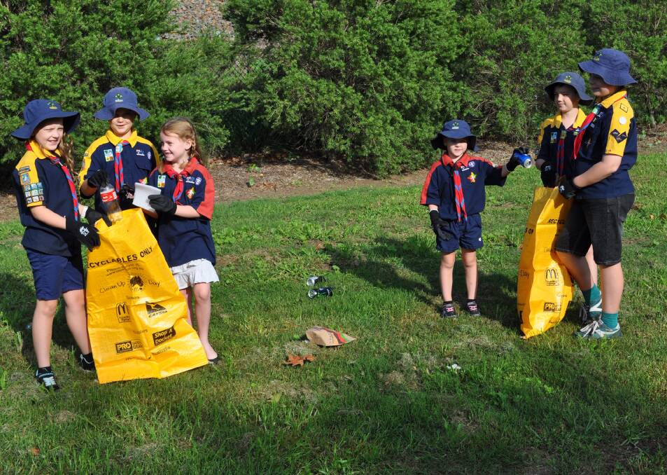 TWO DAYS TO GO: Singleton Scout Group's Hope Bree McDermott, Ryan Leggett and Johanna Standing are ready for Clean Up Australia Day this Sunday.