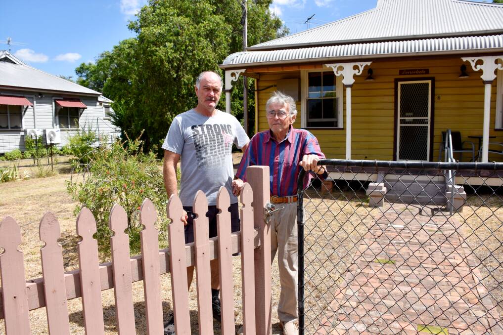 Glenridding reisdents John Crisp and Jurgen Seiffhart want a noise wall built in Victoria Street to provide some abatement from the incessant coal train noise they have to live with every day and every night.
