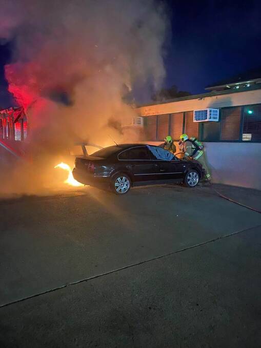 Car fire in hotel carpark