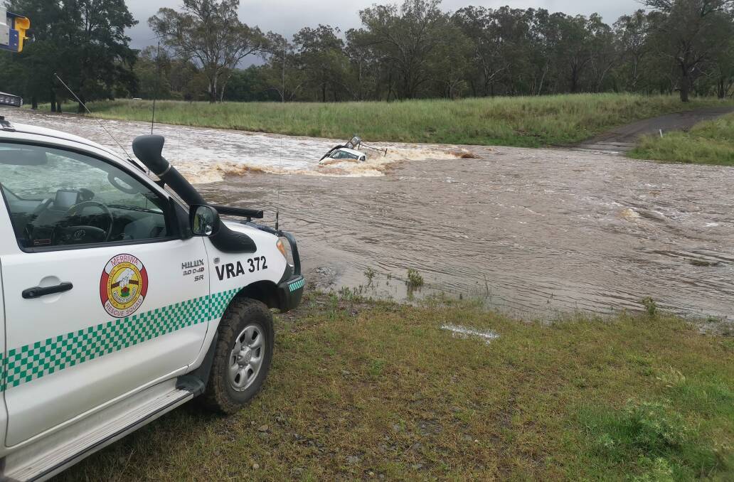 SES is warning motorists not to enter flooded roads. VRA Merriwa rescue on the Idaville Road at Merriwa on Monday November 22. Photo Merriwa VRA.