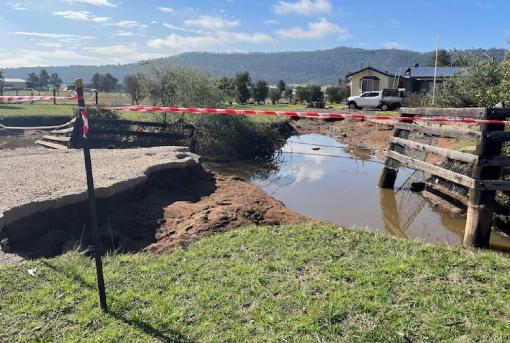WATERLOGGED: One of many water holes at Broke. Preliminary testing by Public Works says they are not sinkholes. Photo supplied.