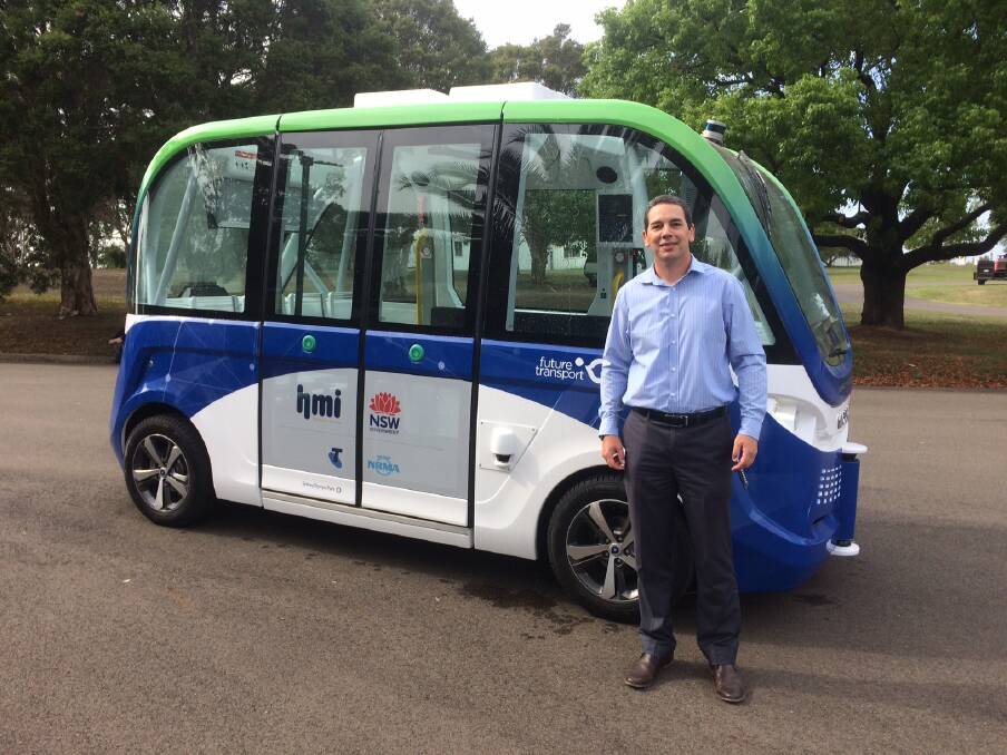 Singleton Council’s Senior Social Economic Planner Tony Chadwick with a driverless vehicle which they hope to trial on Hermitage Road.