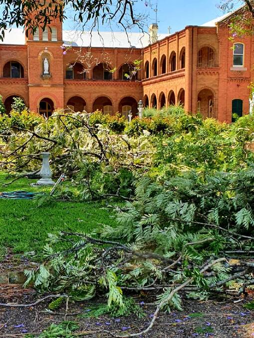 The beautiful garden at the Mercy Covent bore the brunt of the storm. Photo supplied.