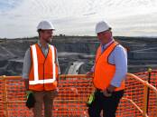 The Nationals candidate for Hunter James Thomson with Deputy Premier Minister Barnaby Joyce at Rix's Creek open cut near Singleton.