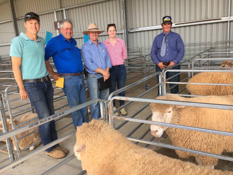 Merriwa Show Group 3 junior judging stewards Tim Sawley, Paddy Carrigan and Peter Campbell with ASC of NSW Next Generation delegate Sarah Gattera and Cameron Ninness who won four section in the competition.