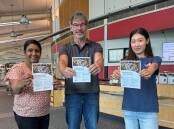 Team Leader Library Programs Rob Stewart with Singleton Multicultural Group members Surangi and Jojo. Picture supplied
