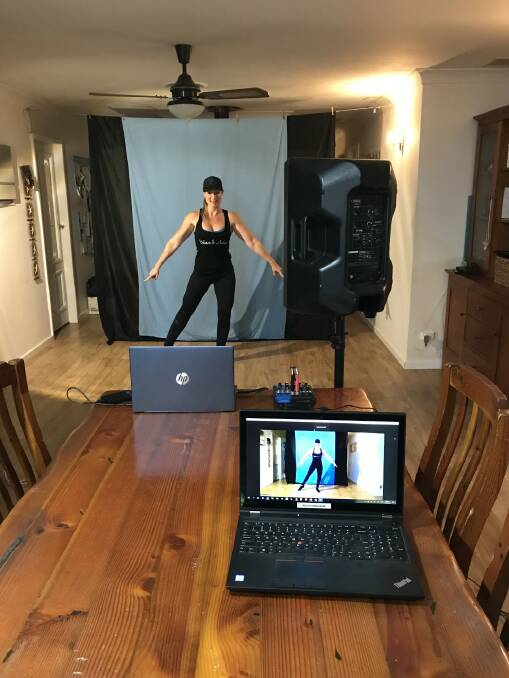 Kellee Cameron using the online platform Zoom to conduct fitness classes.Photo supplied