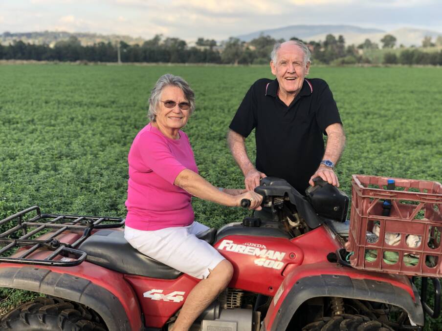 DEEP SOILS: Stephanie and George Canvin on their Hunter River irrigation farm at Aberdeen. Photo supplied.