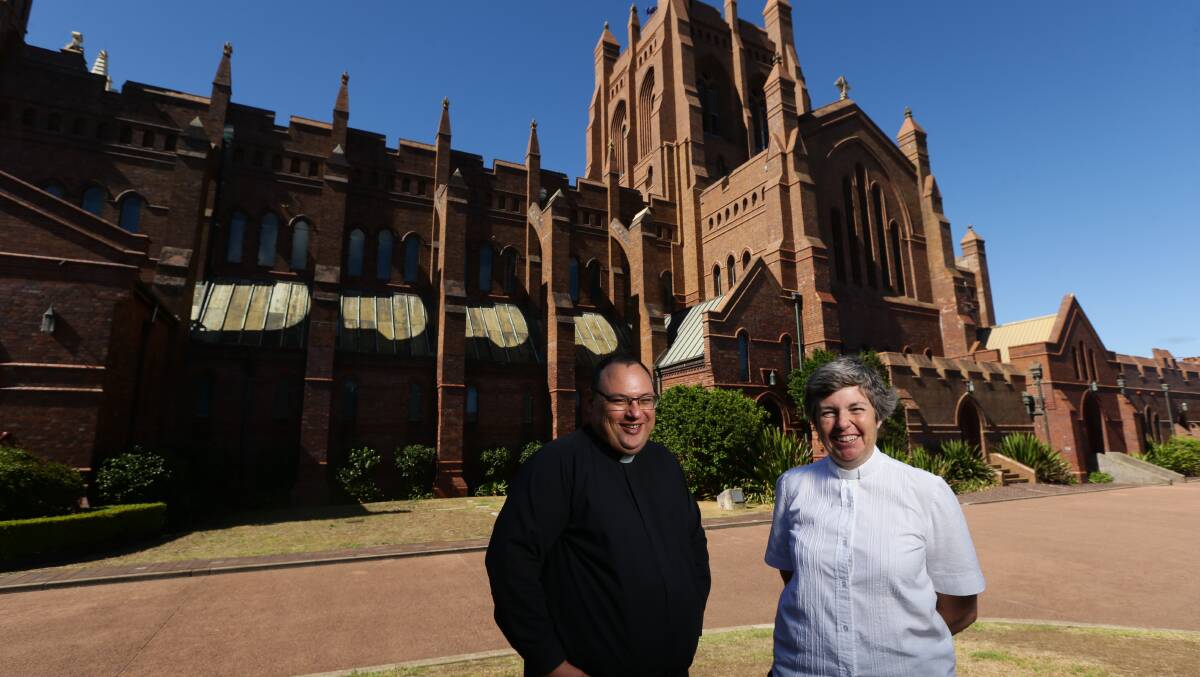NEW ERA: Archdeacons Charlie Murry and Sonia Roulston have been elevated to the position of assistant bishop in a first for the Anglican Diocese of Newcastle. Archdeacon Roulston is the first woman appointed to assistant bishop in the diocese's 171-year history. Picture: Jonathan Carroll 
