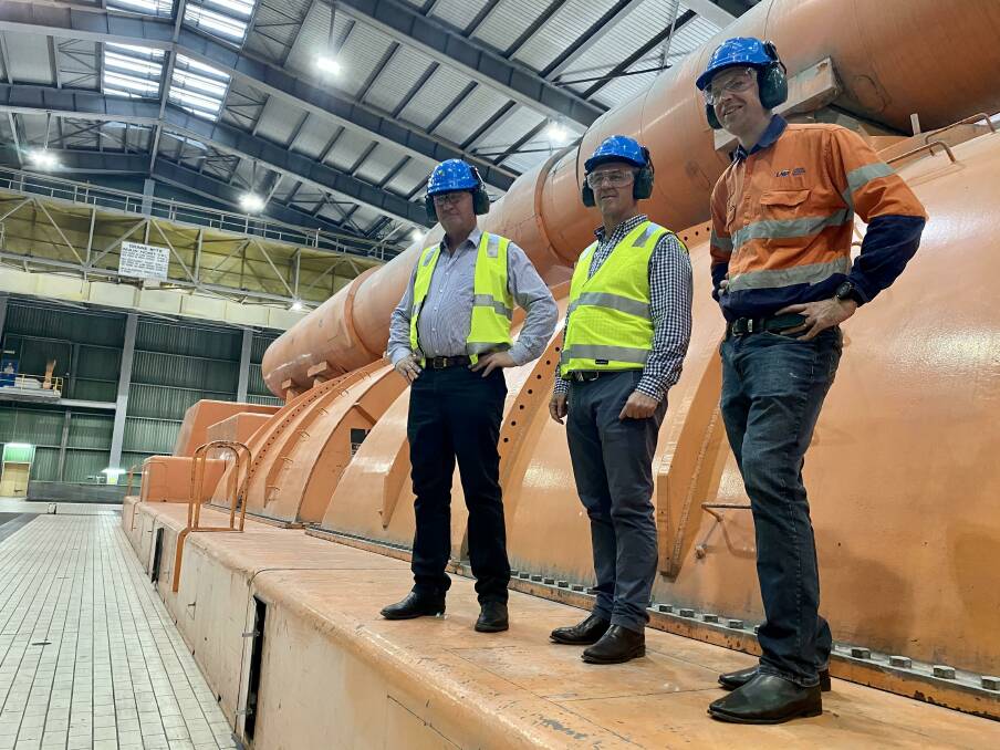 POWER PLAY: National Party members Barnaby Joyce, David Gillespie and Matt Canavan at Vales Point power station.