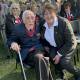 Singleton's last surviving WW2 veteran Graham Curtis with Ruth Rogers at today's main Anzac Day service in Burdekin Park.