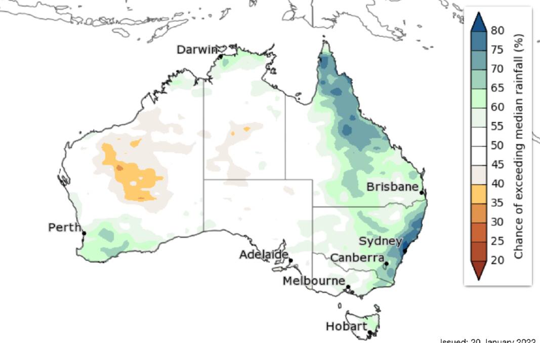 OUTLOOK: The February to April rainfall from the BOM issued January 20.