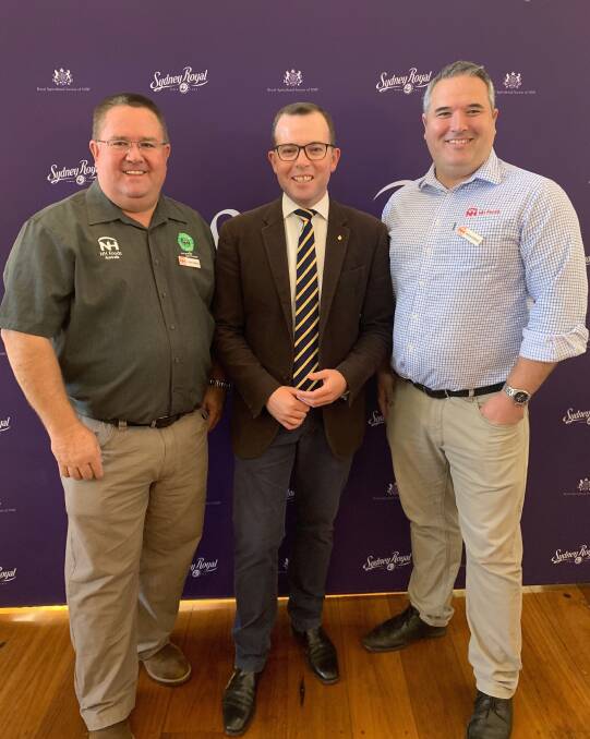 Grant Coleman, general manager of Wingham Beef Exports, Minister for Agriculture Adam Marshall and Andrew McDonald, NH Foods sales manager.