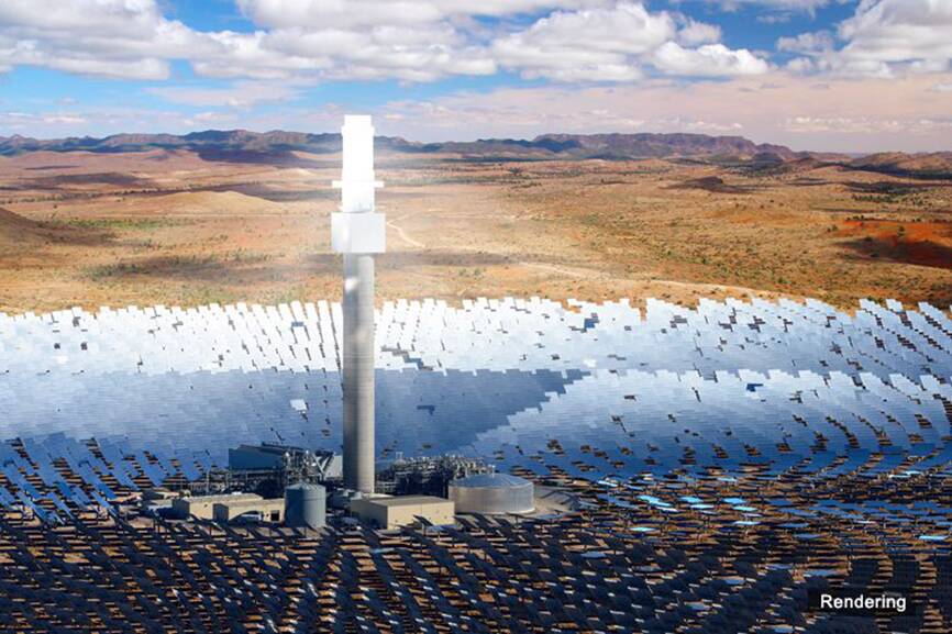 Artists rendering of the Aurora Solar Thermal Plant to be built 30km from Port Augusta in South Australia.