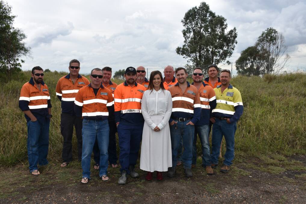 UNITED: Country Labor candidate Melanie Dagg with local coal miners who support the three point plan proposed by NSW Labor especially the cap on contract workers.