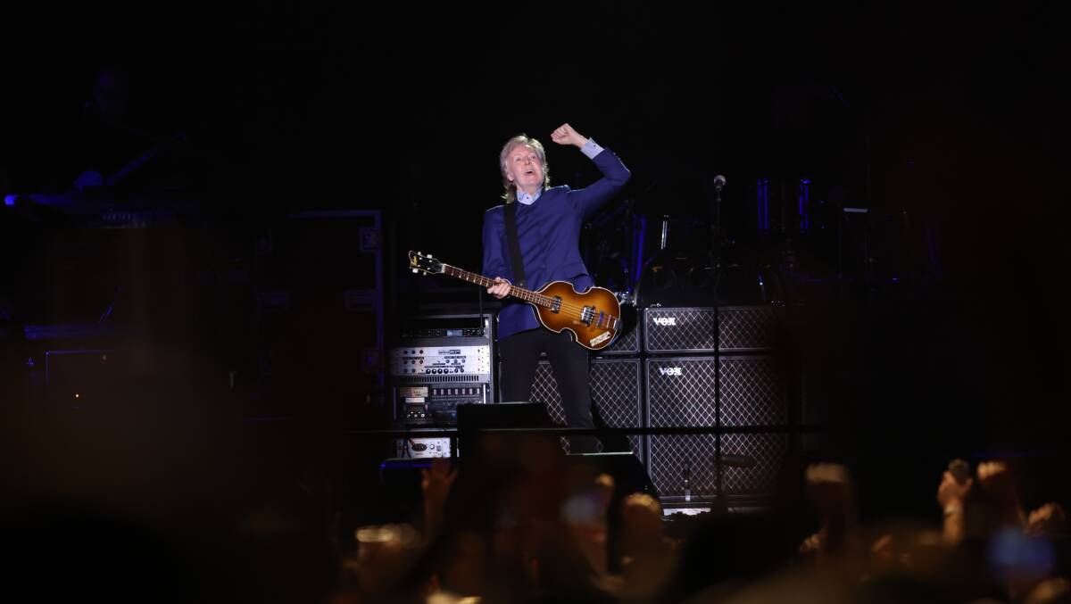 Paul McCartney takes to the stage in Newcastle on October 24. Pictures: Marina Neil