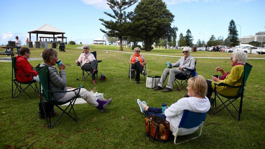 This group of women in Wollongong spent Saturday morning having their first face-to-face catch up since the pandemic began. Photo: Adam McLean.