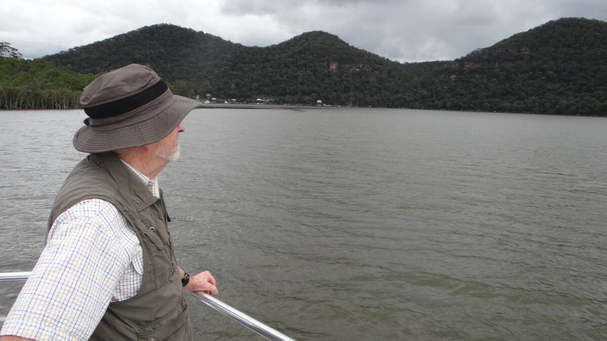 Local expedition: Tony Healy on the Hawkesbury River during his recent trip to the Hawkesbury and Brooklyn areas to find out whether there is truth to 'river monster' sightings. Picture: Tony Healy