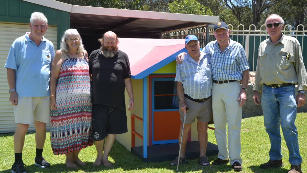 SERVICE WITH A SMILE: James Myles, with Loretta and Steve Orr, and fellow Rotary Club of Singleton members Geoff Williams, John Henderson and Peter Brennan on Friday.