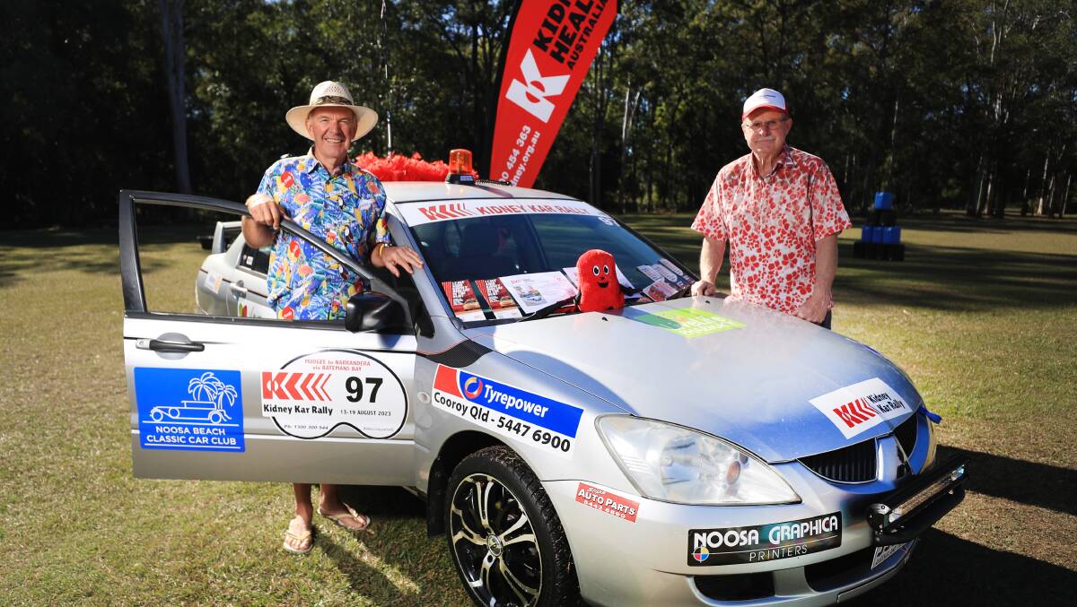 Greame Mead and Bruce Chamberlain (left to right) are taking part in this year's Kidney Kar Rally to support kids living with kidney disease. Photo courtesy of Kidney Health Australia