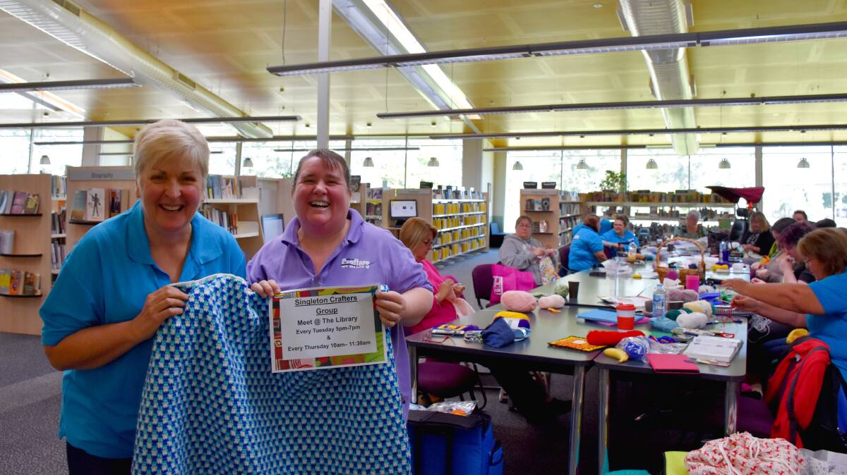 WORLD RECORD WINNERS: Lynn Brosi and Tracy Franks from the Singleton Crafters