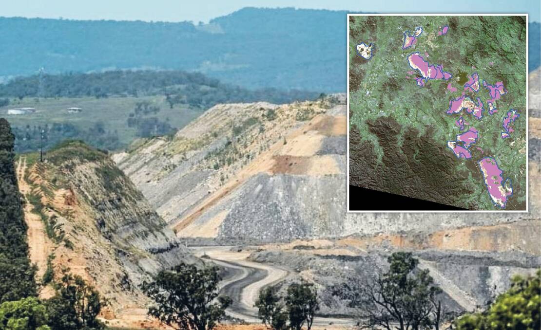 DIGGING IN: BHP wants to extend the life of its Mount Arthur coal mine at Muswellbrook through to 2045. Inset The satellite images showing mining in the Uer Hunter.