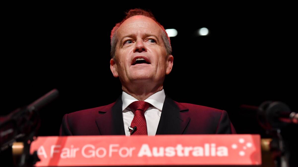 Opposition Leader Bill Shorten at a Labor Party campaign rally on Sunday. Photo: AAP