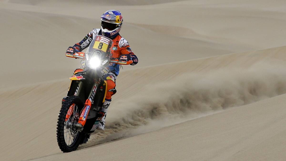 DAKAR RALLY: Australian rider Toby Price in action on Monday. Picture: AP
