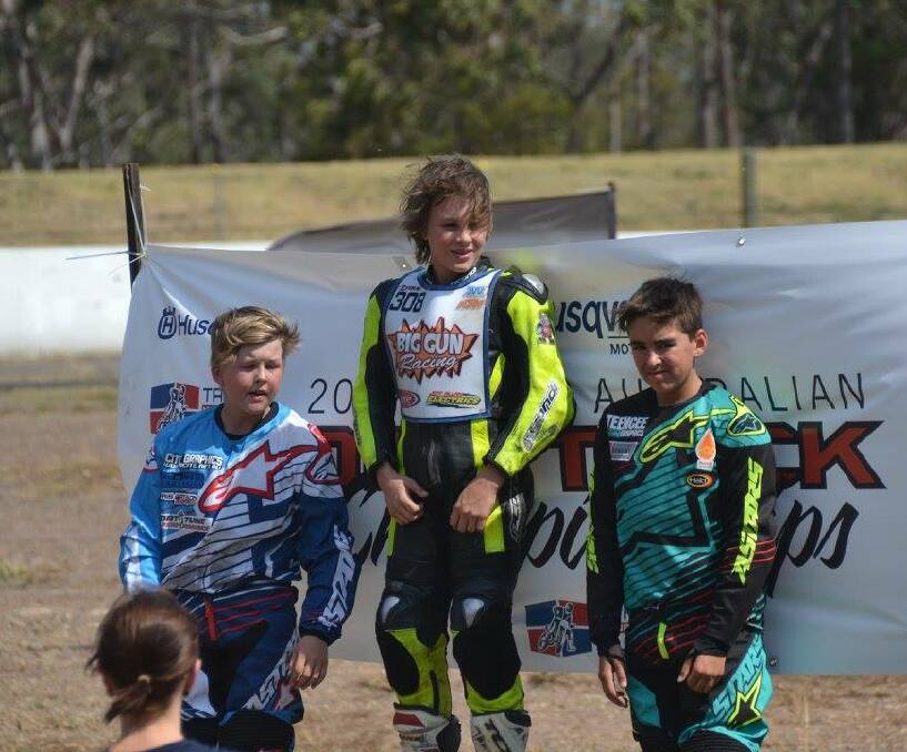 ON THE PODIUM: Smith claiming second at the Taree track. 