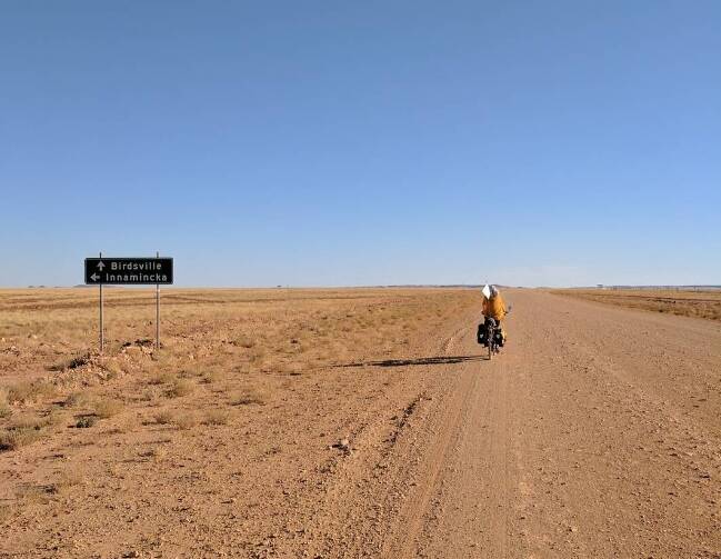 GRAND SECTION: Bobbie riding across Australia. Photo sourced from The Grand Section Instagram. 
