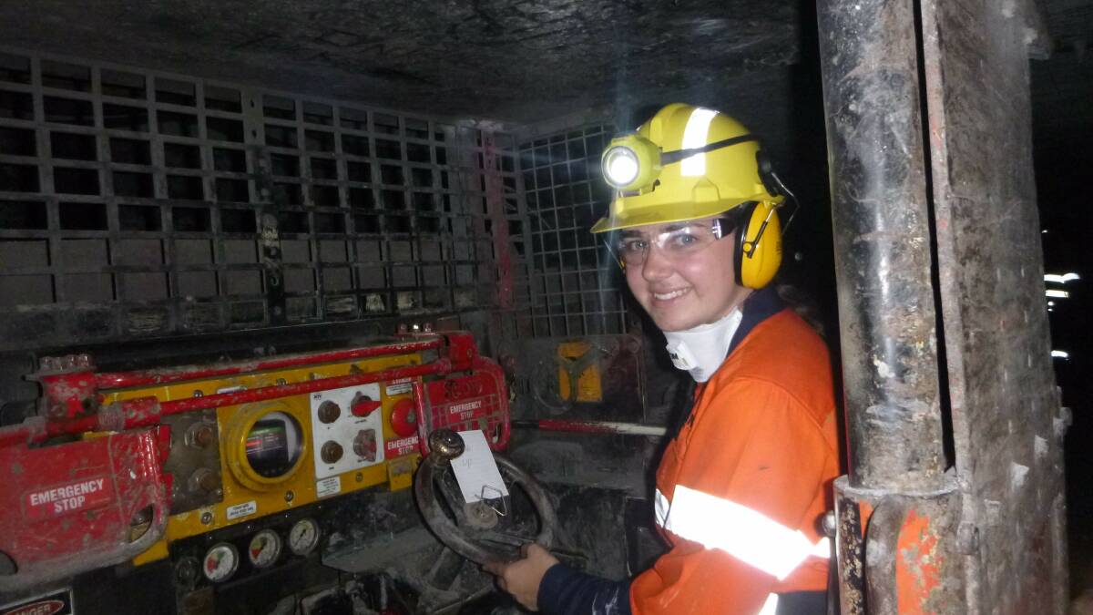 UNDERGROUND: Taylah Komacha gaining hands on experience underground at Ashton Coal Mine.