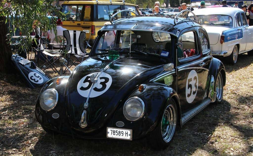 cool car: A classic VW Beetle on display.