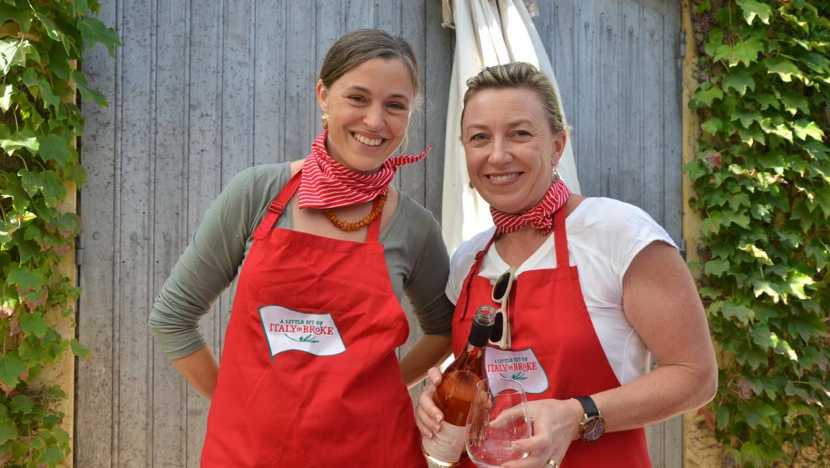 Jane Hoppe and Carla Windrim at Krinklewood Vineyard for 'A little bit of Italy in Broke' in 2016. 