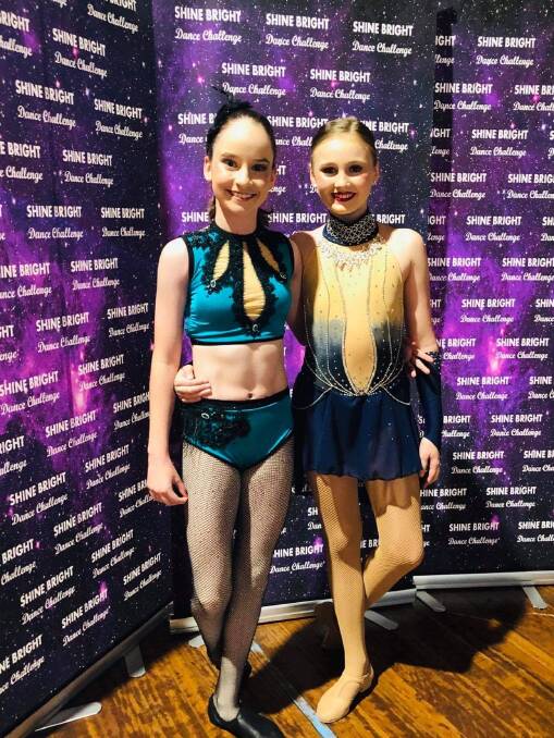 HUDS students Leila Rew and Grace Dicks compete at the Shine Bright Dance Challenge. 