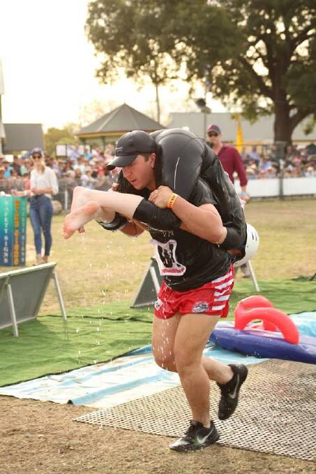 LOCALS: Wife carrying duo Josh Parry and Abbi-Lee Paul smashed the course.