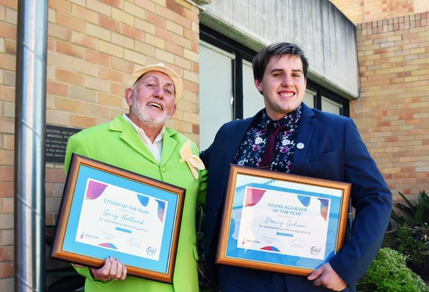  RECOGNITION IN 2020: Citizen of the 2020 Mr Gary Holland and Young Achiever of 2020 Mr Darcy Gilson also known as 'Superfish'.