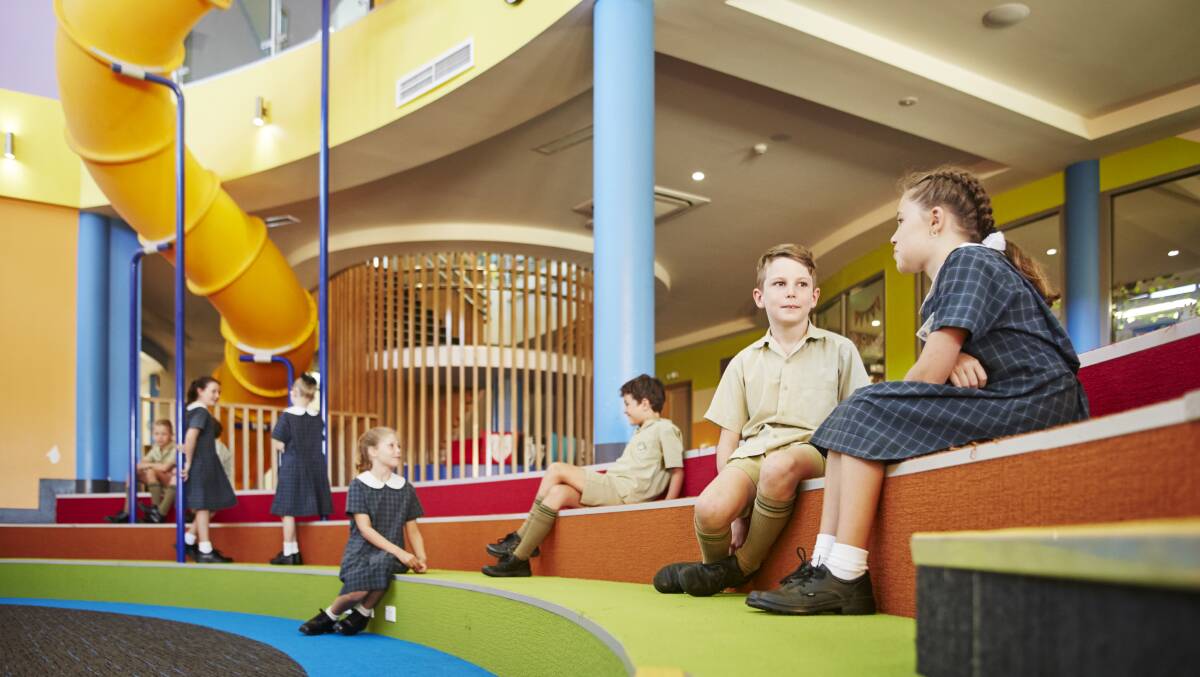 Contemporary: Juniors at St Phillip Christian College enjoy a range of modern equipment, including the popular two storey slide.