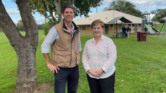 Dave Layzell MP with Singleton Council's director of organisation and community capacity, Vicki Brereton, at Cook Park ahead of the Singleton Firelight Festival, running May 14-22.