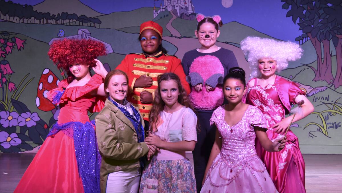 MAIN CAST: (Back) Ruby Clayworth (Buttons), Ella Land (Main Mouse), (front) Miller Damstra (Ugly Stepsister), Lucy Murry (Prince Charming), Lucie Merrick (Cinderella), Portia Mossley (Fairy Godmother), Hamish O'Brien (Ugly Stepsister).