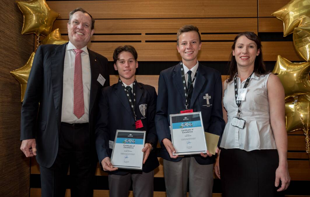 TOP HONOURS: The boys tax rap was judged equal first prize, alongside a comedy skit entered by Elise Hutchison from St Francis Xavier College, ACT.