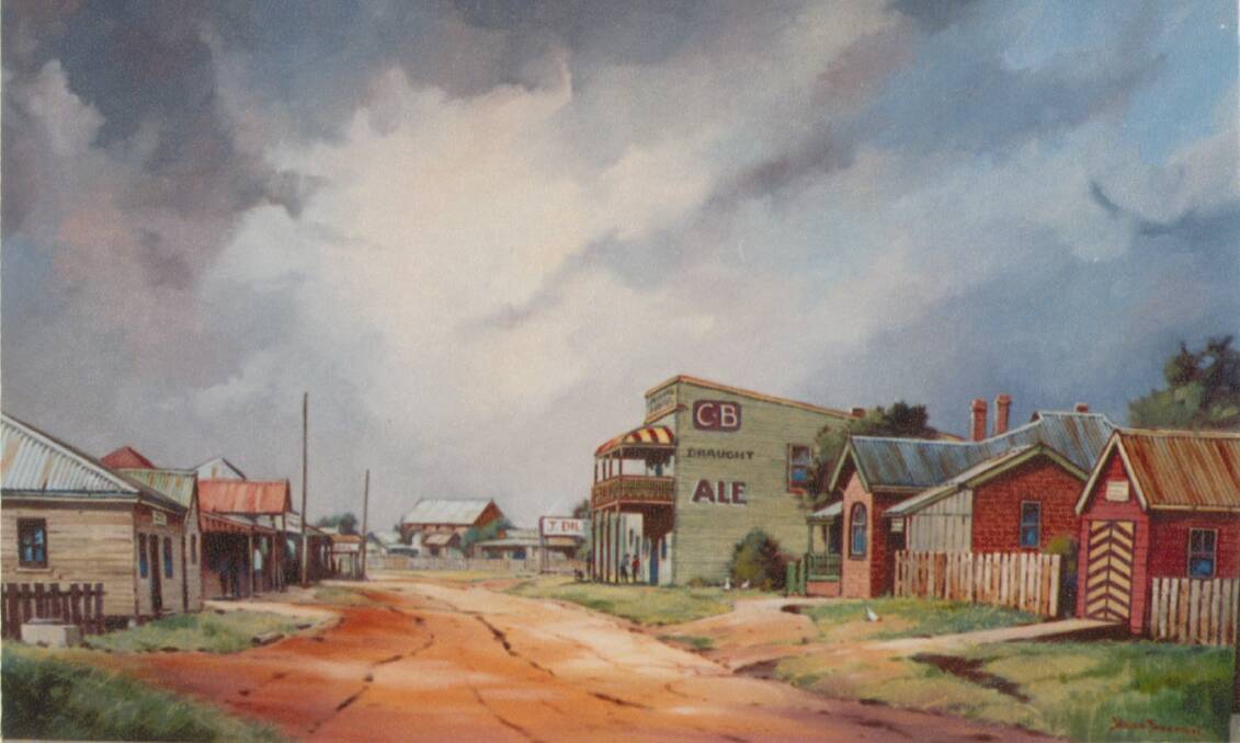 TIMES PAST: Bill Freeman's painting of his hometown, "Minmi Street Scene". 