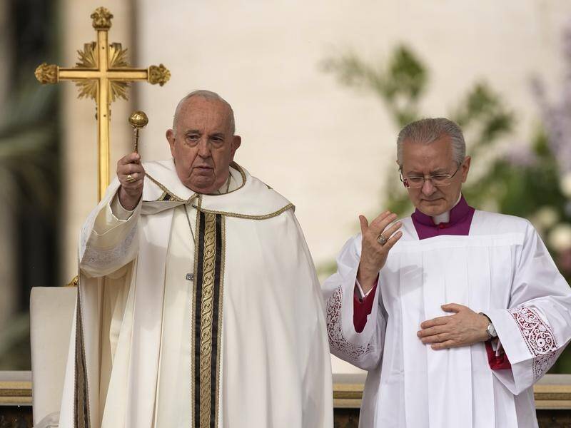 Pope Francis has presided over Easter Sunday mass in St Peter's Square despite health concerns. (AP PHOTO)