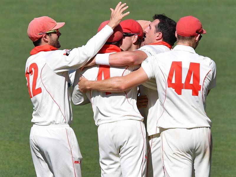 South Australia celebrate their Sheffield Shield victory against Western Australia at Adelaide Oval.